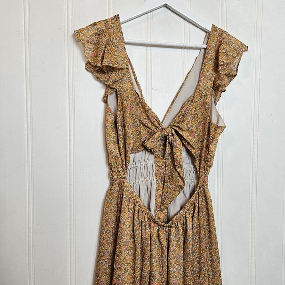 ASTR the Label Midi Dress Womens Size M Montreal Orange Multi Floral - Picture 9 of 16